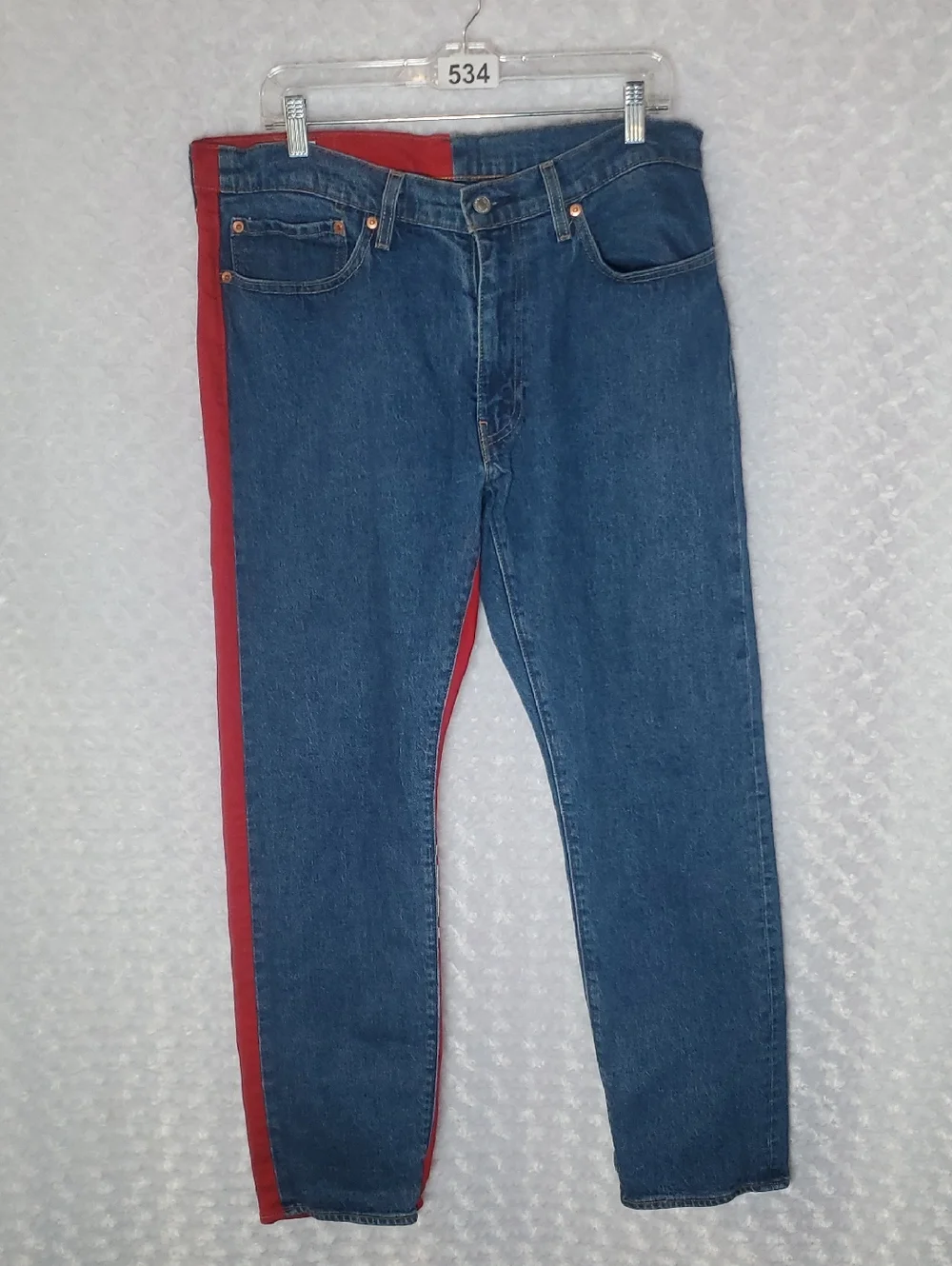 Levi's Blue Denim Jeans with Red Side Stripe 34x32 - Size 34x32